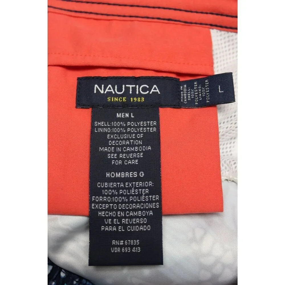 Nautica men's blue mesh‎ lined Hawaiian board shorts swim trunks L